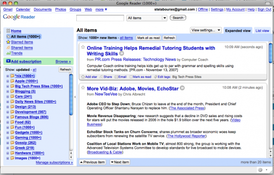 Google Reader in Prism