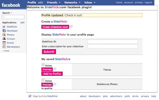 Slideflickr facebook app