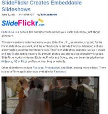 SlideFlickr got Mashable-d!